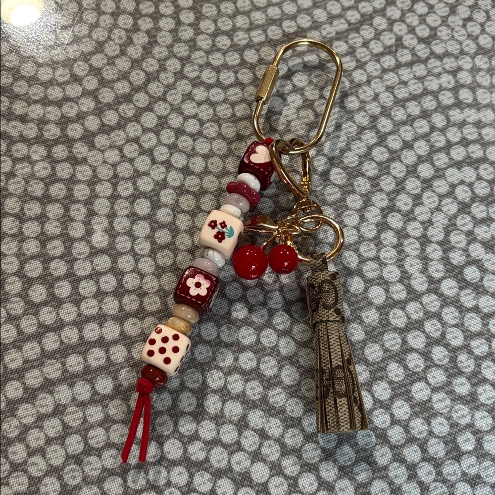 Upcycled Gucci Canvas Tassel Bag Charm